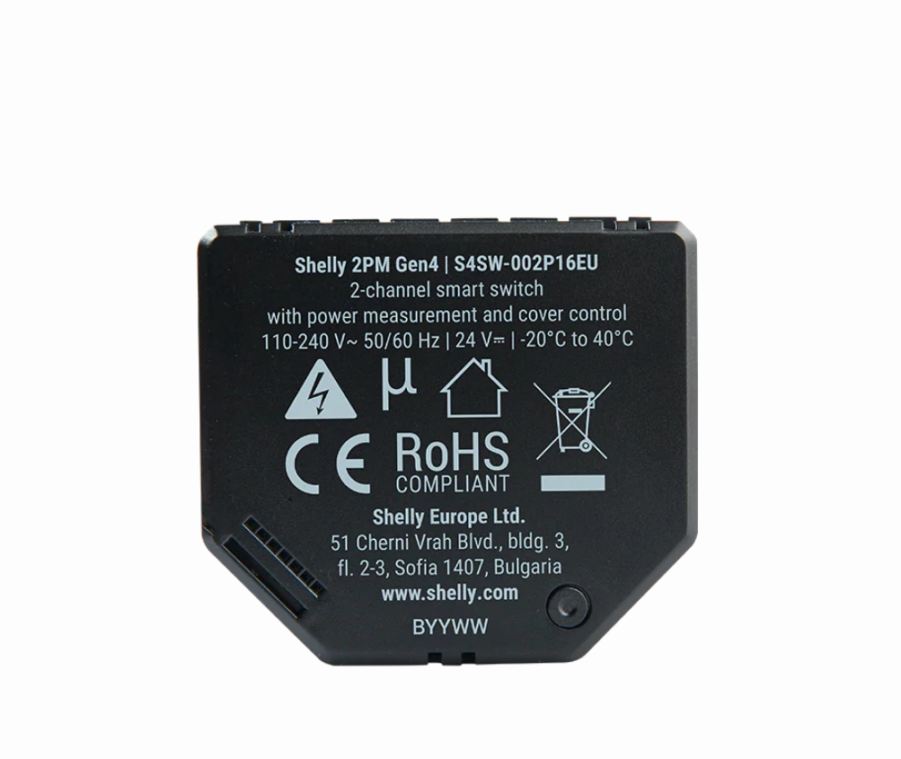 Shelly 2PM Gen4 WiFi & Zigbee relais energiemeting (2-kanaals)
